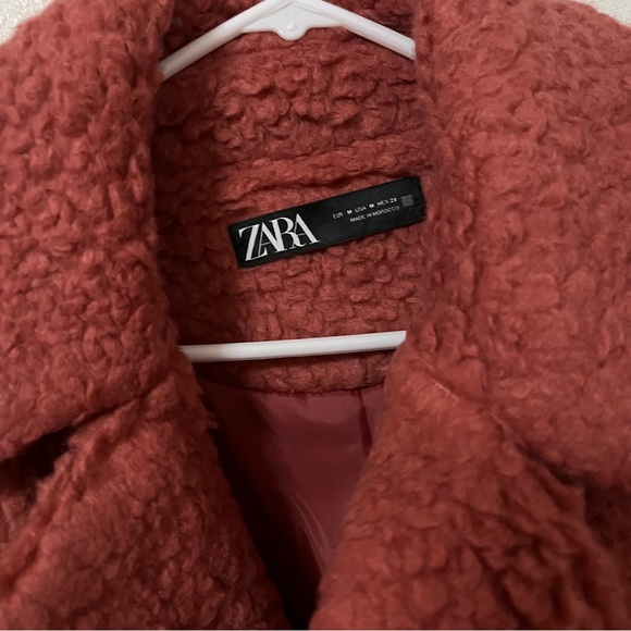Zara Fleece Coat Marsala - Picture 4 of 9